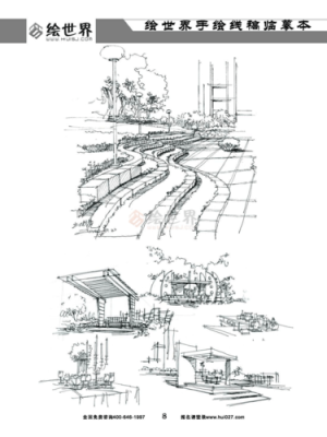 景观手绘过程中常用的线条有？小区入口景观设计手绘