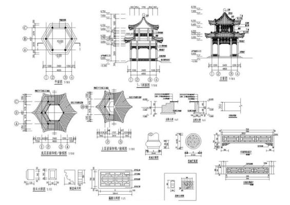 六角亭子的占地面积？六角木制凉亭设计图纸