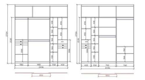 2米4高衣柜上下柜比例？两米衣柜内部设计图纸