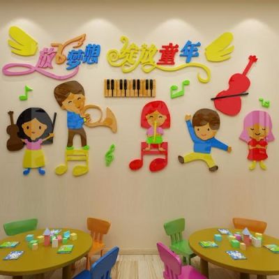 幼儿园音乐区墙面布置，幼儿园如何设计装修？幼儿园教师照片墙设计图片大全