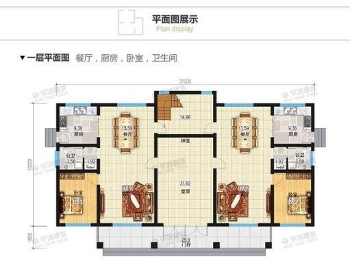 农村两弟兄双拼户型要堂屋如何设计梯间？农村实用双拼房屋设计图