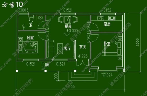 16*8自建一层平房预算？新农村住宅平层户型设计