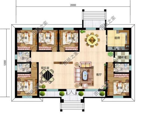 16*5米五间农村自建房一层方案？（五间一层乡村别墅设计）