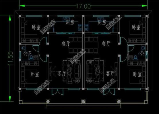 165平方，长15米，宽11米，兄弟，双拼别墅，图，设计图？（农村一层双拼经济型别墅设计图）