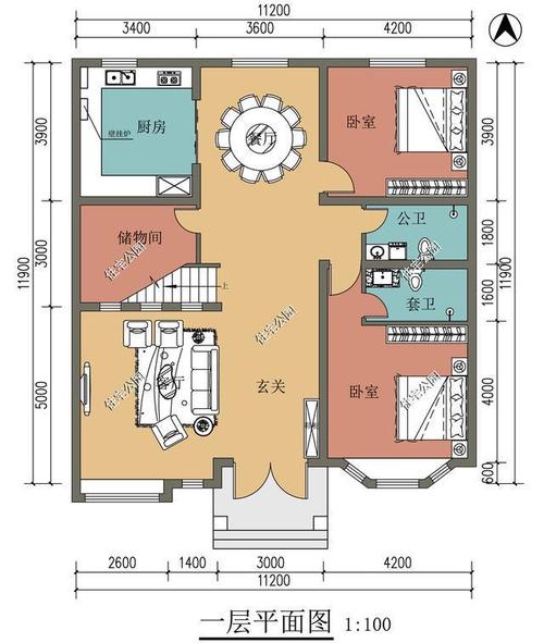 求农村住房设计图纸6米宽x14长进深三方取光1楼客厅十厨卫十1间房十楼梯间？（农家设计图纸）