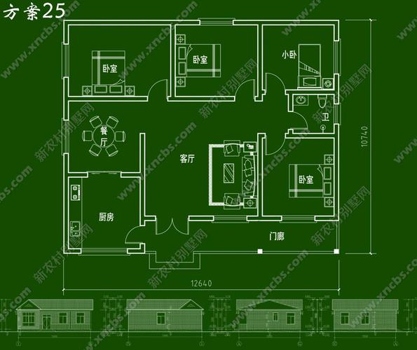 16*8自建一层平房预算？（农村房屋平层设计图大全）