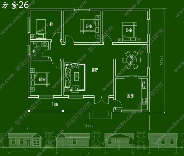 16*8自建一层平房预算？（农村房屋平层设计图大全）