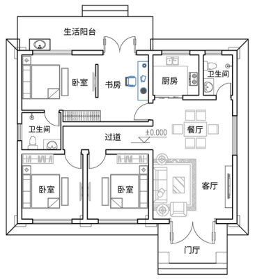 一个9米x11.5米的房子设计为四房两厅？（9米 11米一层房屋设计图纸）