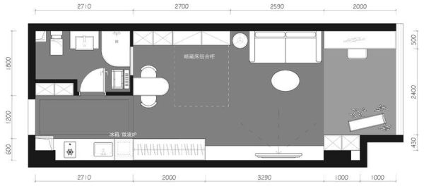 40平一字型直筒户型能有2个房间吗？（一字形户型图设计图）