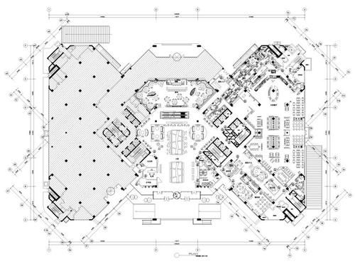 cad首层办公楼平面图详细步骤？（酒店大堂设计平面）