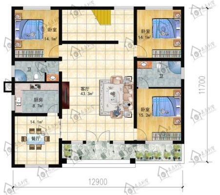 农村自建房一层楼70平方不装修要多少钱？（农村别墅设计图70平米）