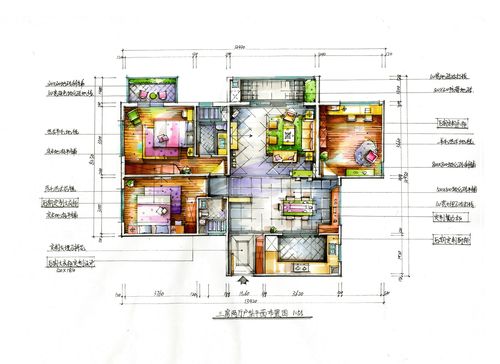彩绘上色技法？（室内设计平面图手绘上色）