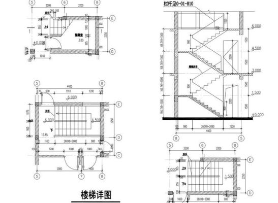 建筑中一层二层平面图楼梯怎么画？（农村楼房楼梯设计图纸）