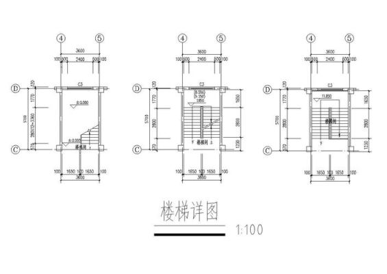 建筑中一层二层平面图楼梯怎么画？（农村楼房楼梯设计图纸）