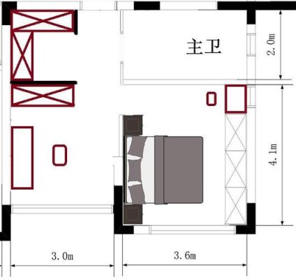 40平面的卧室平面布局？（小套房卧室设计图）