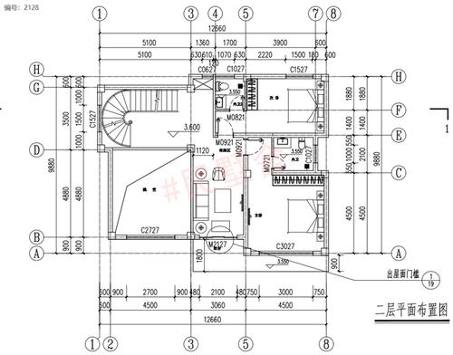 农村12.8乘9.8米房屋设计图两层半？（二层住房平面设计图纸）