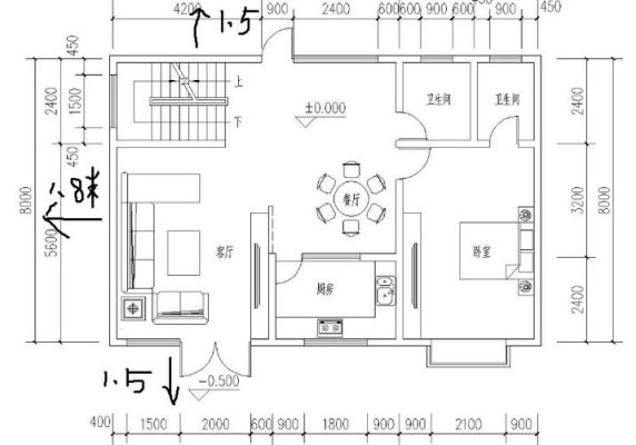 求各位大师帮忙指点设计一下农村三层房屋建造图纸，2个门面，楼梯中间开，长10米，宽8.3米，二楼以上长12？（四间三层店面设计图纸）