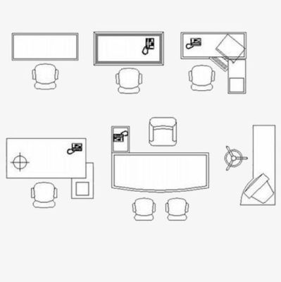 平面图5张办公桌怎样设计？（设计类办公空间平面图）