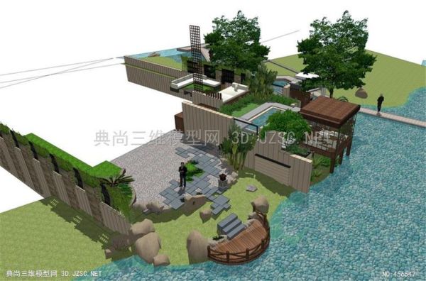 su怎么建庭院水池？（小庭院设计su）