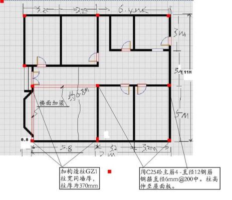 砖混结构的一层平房，构造柱从何做起？（房子带柱子设计图）