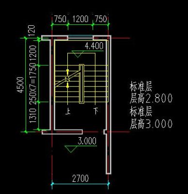 楼梯间长4米宽2.75米层高3.8米和3.6米的两层楼梯怎么设计？（一间两层楼梯设计图纸）